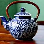 Restored Bat Trang Teapot**

"A close-up shot of a beautifully restored vintage Bat Trang teapot, showcasing the intricate details and craftsmanship. The teapot is fully clothed in glaze, with a modest design that reflects traditional Vietnamese ceramics. Displayed on a wooden table in a well-lit studio. Safe for work, appropriate content, perfect anatomy, natural proportions, professional, family-friendly, high resolution."

**
